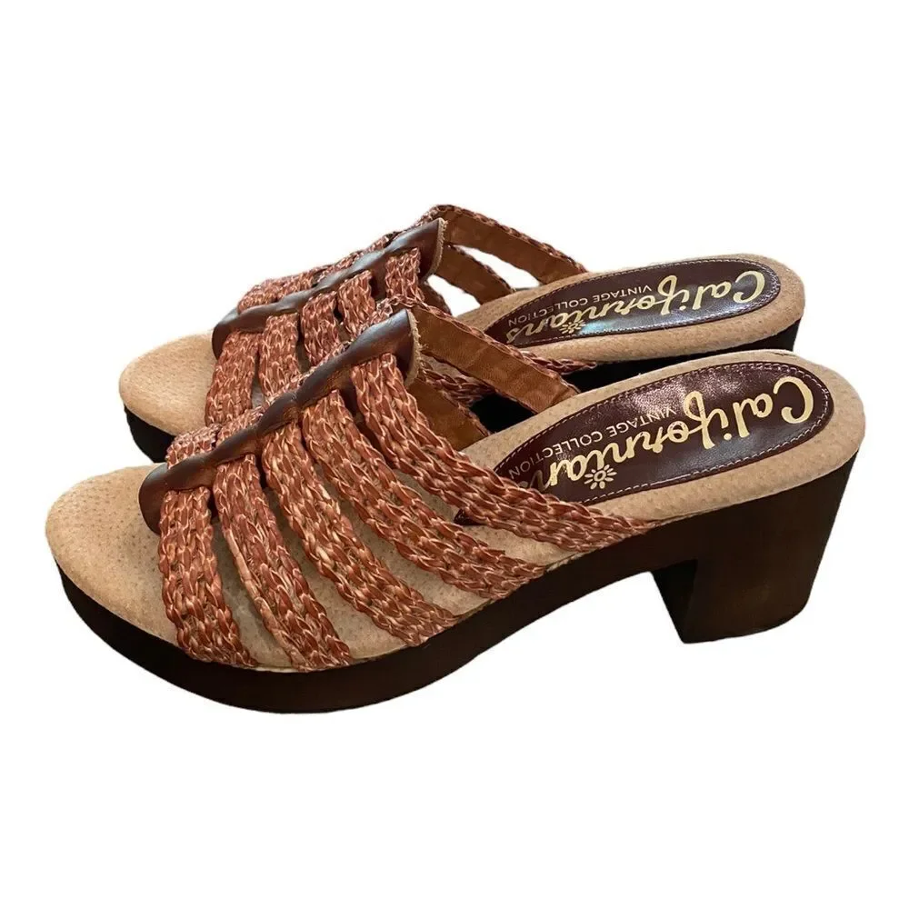 CALIFORNIANS Dawn Women's Platform Woven Heeled Slide Sandals NEW 10